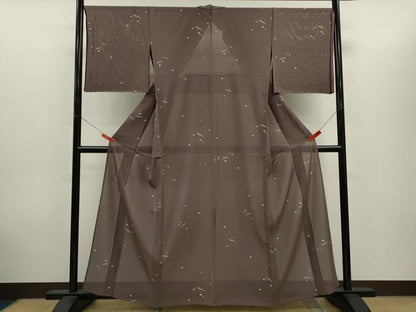 平和屋着物＊夏物　小紋　絽　筏舞桜文　銀彩　正絹　逸品　CABH7694ze