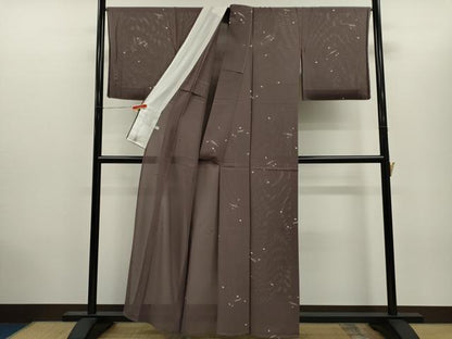 平和屋着物＊夏物　小紋　絽　筏舞桜文　銀彩　正絹　逸品　CABH7694ze