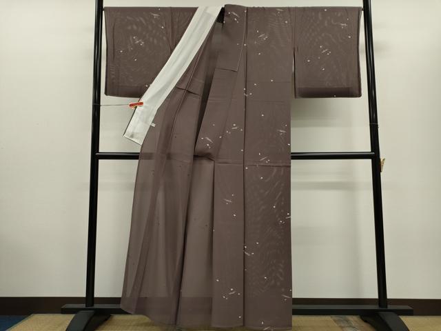 平和屋着物＊夏物　小紋　絽　筏舞桜文　銀彩　正絹　逸品　CABH7694ze