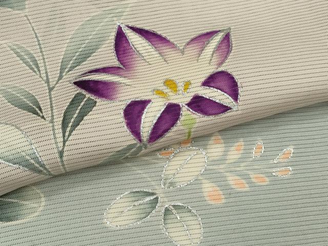 平和屋着物＊夏物　訪問着　絽　枝花文　暈し染め　銀彩　正絹　逸品　CABH7697ze