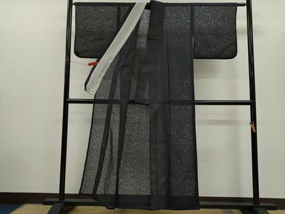 平和屋着物＊夏物　色無地　草木紋紗　青褐色　CABH7699ze