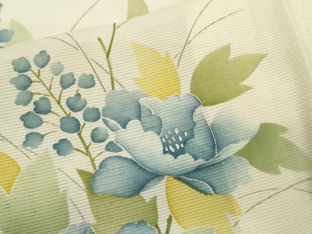 平和屋着物＊夏物　小紋　絽　枝花文　銀彩　正絹　逸品　CABH7700ze