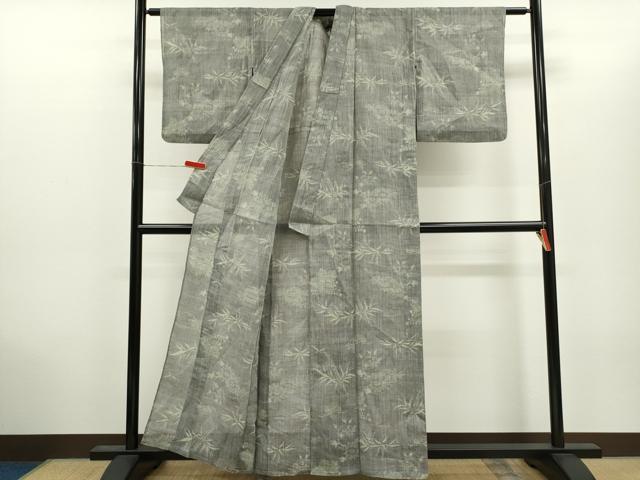 平和屋着物＊夏物　小千谷ちぢみ　草花文　麻　逸品　CABH7701ze