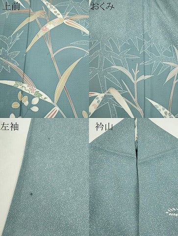 平和屋着物＊夏物　訪問着　絽　友禅　笹竹草花文　正絹　逸品　CABH7702ze