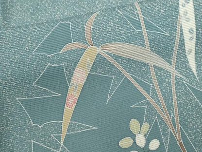 平和屋着物＊夏物　訪問着　絽　友禅　笹竹草花文　正絹　逸品　CABH7702ze