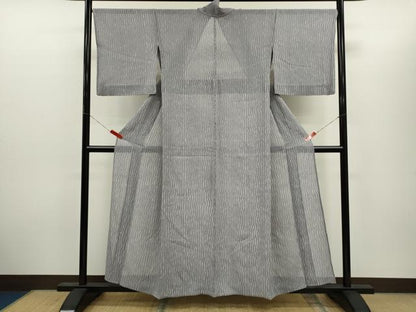 平和屋着物＊夏物　小紋　紗　ろうけつ染め　菱縞文　正絹　逸品　CABH7705ze