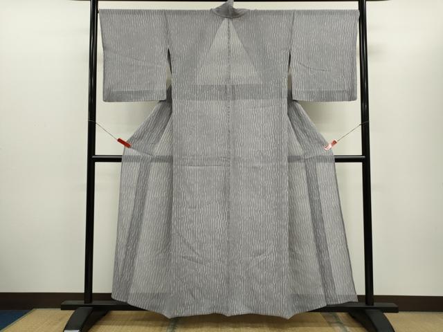 平和屋着物＊夏物　小紋　紗　ろうけつ染め　菱縞文　正絹　逸品　CABH7705ze