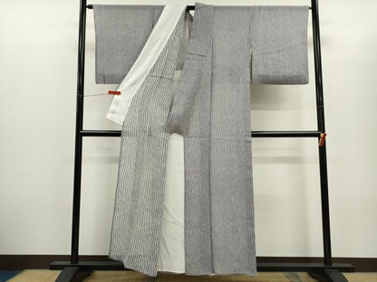 平和屋着物＊夏物　小紋　紗　ろうけつ染め　菱縞文　正絹　逸品　CABH7705ze