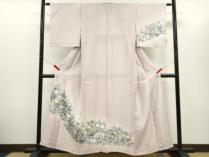 平和屋着物＊夏物　訪問着　絽　手描き　草花文　暈し染め　正絹　逸品　CABH7706ze