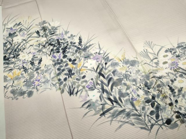 平和屋着物＊夏物　訪問着　絽　手描き　草花文　暈し染め　正絹　逸品　CABH7706ze