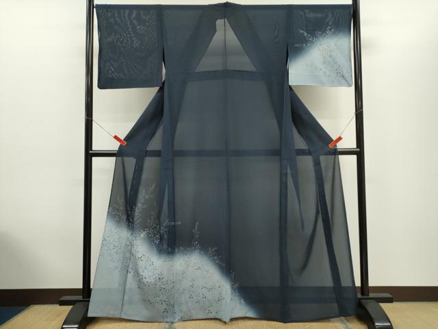 平和屋着物＊夏物　訪問着　絽　手描き　蛍　暈し染め　金銀彩　正絹　逸品　CABH7707ze