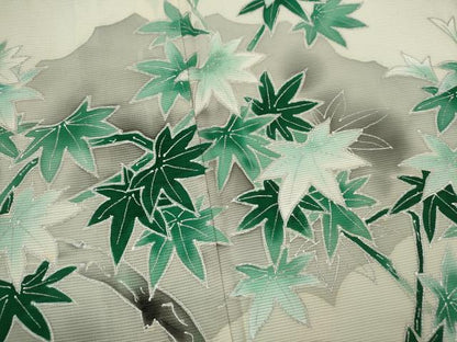 平和屋着物＊夏物　訪問着　絽　枝楓文　銀彩　正絹　逸品　CABH7708ze