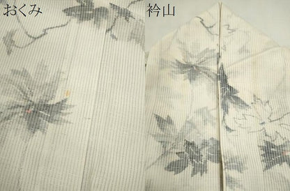 平和屋着物＊夏物　小紋　縦絽　枝花文　正絹　逸品　CABH7709ze