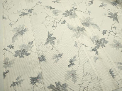 平和屋着物＊夏物　小紋　縦絽　枝花文　正絹　逸品　CABH7709ze