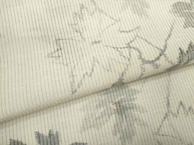 平和屋着物＊夏物　小紋　縦絽　枝花文　正絹　逸品　CABH7709ze