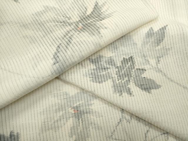 平和屋着物＊夏物　小紋　縦絽　枝花文　正絹　逸品　CABH7709ze