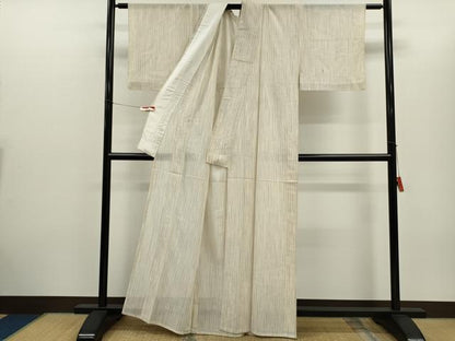 平和屋着物＊夏物　紗紬　藍　縞　正絹　逸品　CABH7710ze