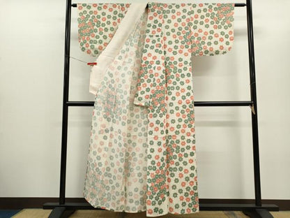 平和屋着物＊夏物　小紋　絽　楓文　正絹　逸品　CABH7711ze