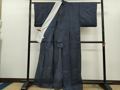 平和屋着物＊夏物　上布　色無地　藍鉄色　麻　逸品　CABH7714ze