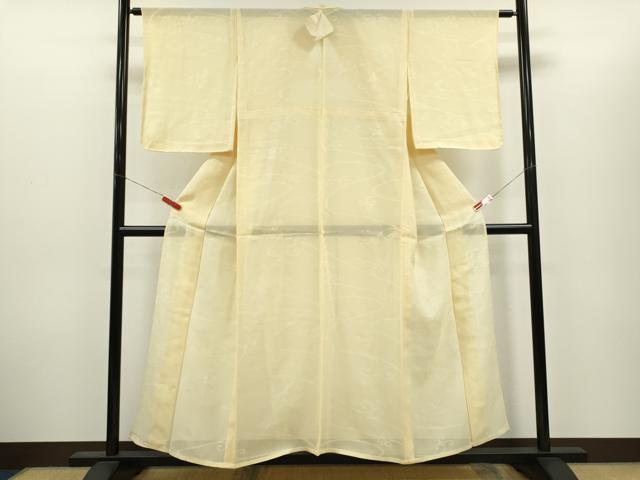 平和屋着物＊夏物　色無地　唐草紋紗　蜂蜜色　正絹　逸品　未使用　CABH7731ze
