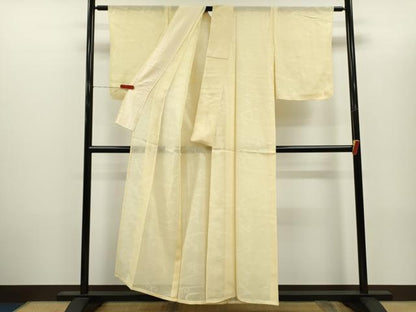 平和屋着物＊夏物　色無地　唐草紋紗　蜂蜜色　正絹　逸品　未使用　CABH7731ze