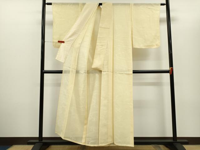 平和屋着物＊夏物　色無地　唐草紋紗　蜂蜜色　正絹　逸品　未使用　CABH7731ze