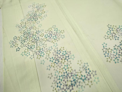 平和屋着物＊夏物　訪問着　絽　枝花文　暈し染め　銀彩　正絹　逸品　CABH7733ze
