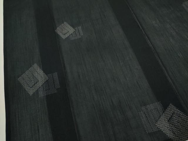平和屋着物＊夏物 結城紬 夏結城 飛び亀甲柄 100亀甲 源氏香 黒地