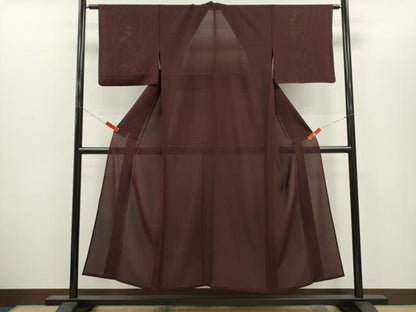 平和屋着物＊夏物　色無地　絽　紫鳶色　正絹　逸品　未使用　CABH7738ze