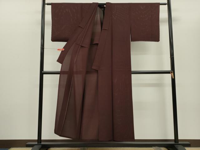平和屋着物＊夏物　色無地　絽　紫鳶色　正絹　逸品　未使用　CABH7738ze