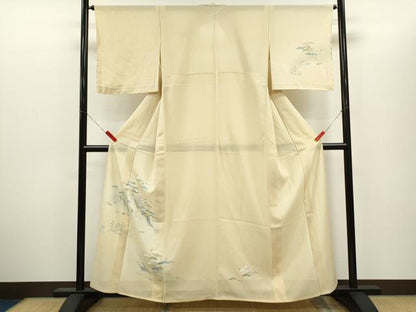 平和屋着物＊夏物　訪問着　絽　友禅　松竹梅風景文　暈し染め　五泉　反端付き　正絹　逸品　CABH7747ze