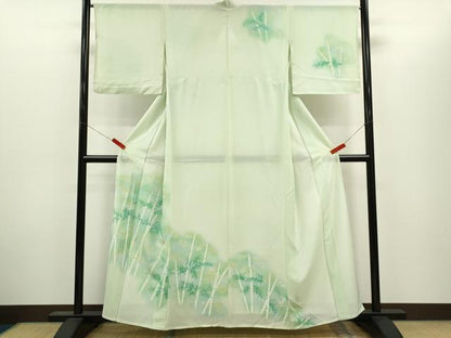 平和屋着物＊夏物　訪問着　絽　手描き　笹竹文　暈し染め　正絹　逸品　CABH7748ze