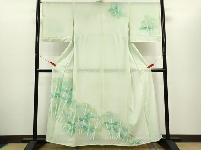 平和屋着物＊夏物　訪問着　絽　手描き　笹竹文　暈し染め　正絹　逸品　CABH7748ze