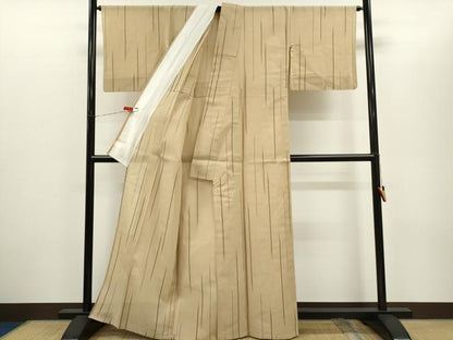 平和屋着物＊夏物　紗紬　変わり縞　正絹　逸品　CABH7752ze