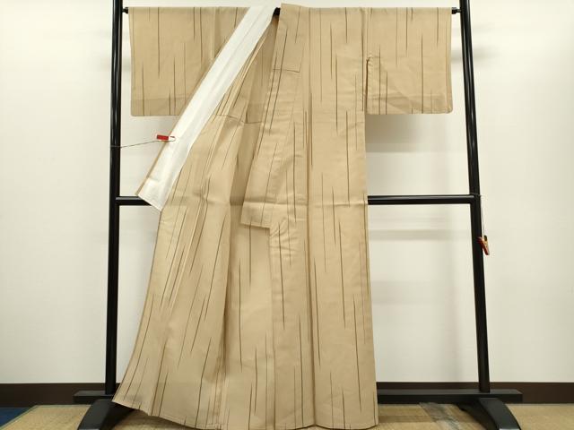 平和屋着物＊夏物　紗紬　変わり縞　正絹　逸品　CABH7752ze