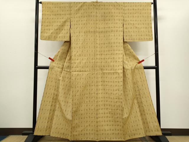 平和屋着物＊夏物 夏琉球 紗紬 琉球絣文様 正絹 逸品 CABH7756ze