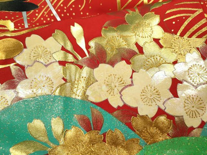 平和屋本店●本手描友禅作家　秋山章　色打掛　和装　婚礼　結婚式　花嫁　神社挙式　お引きずり　群鶴遠山草花文　金銀糸　逸品CABH7766ze
