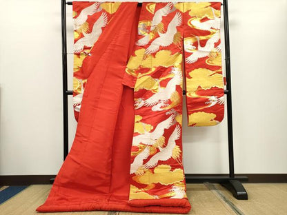 平和屋本店●色打掛　和装　婚礼　結婚式　花嫁　神社挙式　お引きずり　唐織　雲取り飛鶴文　金銀糸　逸品　CABH7768ze