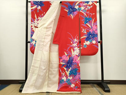 平和屋本店●お引きずり・お引き摺り・引き振袖　和装　結婚式　舞妓　芸妓　芸者　衣装　草花文　金彩　CABH7770ze