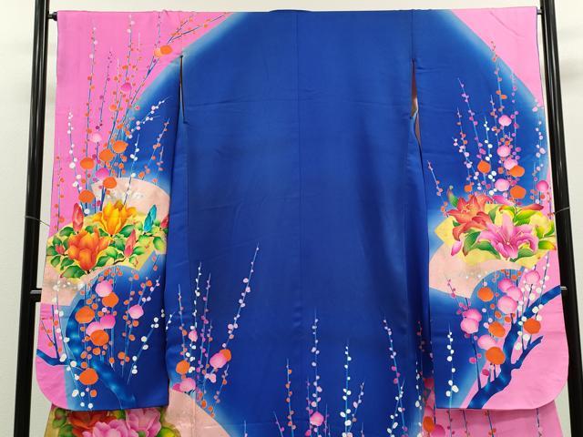 平和屋本店●本手描友禅作家　秋山章　お引きずり・引き振袖 和装 結婚式 舞妓 芸妓 芸者 衣装 地紙重ね枝花文 暈し染め 金銀彩 CABH7771ze