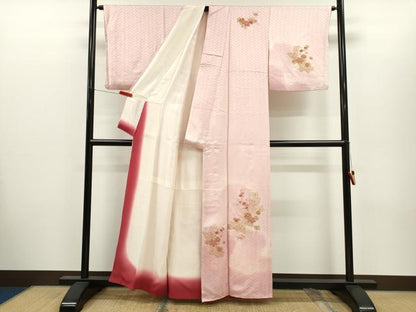 平和屋着物■訪問着　総刺繍　駒刺繍　束ね熨斗草花文　暈し染め　正絹　逸品　CABH7778ze