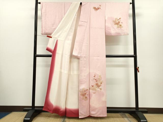 平和屋着物■訪問着　総刺繍　駒刺繍　束ね熨斗草花文　暈し染め　正絹　逸品　CABH7778ze