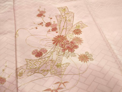 平和屋着物■訪問着　総刺繍　駒刺繍　束ね熨斗草花文　暈し染め　正絹　逸品　CABH7778ze