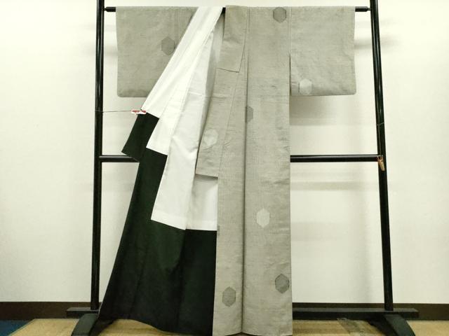 平和屋着物■上質な紬　亀甲文　正絹　逸品　CABH7786ze