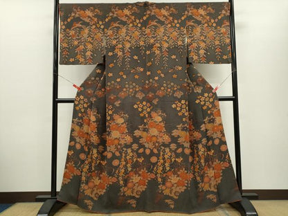 平和屋着物■訪問着　花車鳥文　鬼しぼ縮緬　正絹　逸品　CABH7790ze