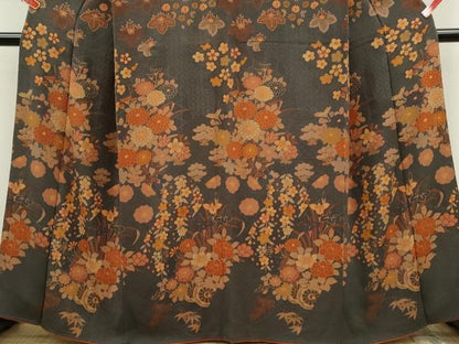 平和屋着物■訪問着　花車鳥文　鬼しぼ縮緬　正絹　逸品　CABH7790ze