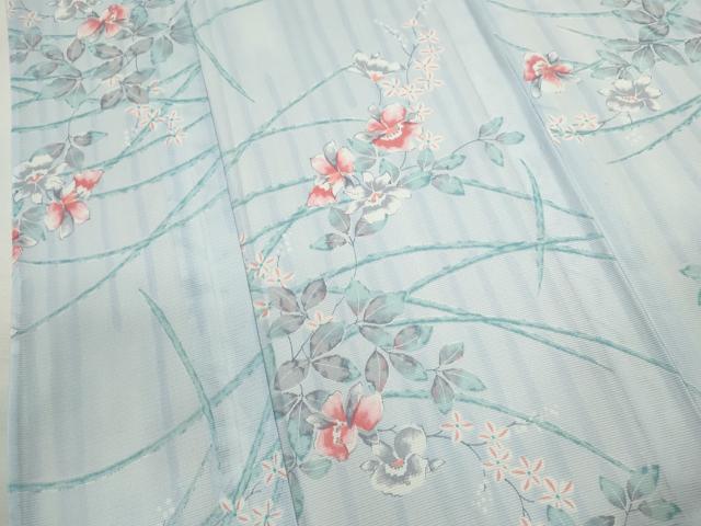 平和屋着物＊夏物　小紋　絽　草花文　洗える着物　CABH7813ze