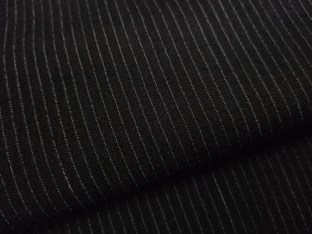 平和屋着物＊夏物　お召　縞　黒地　正絹　逸品　CABH7814ze