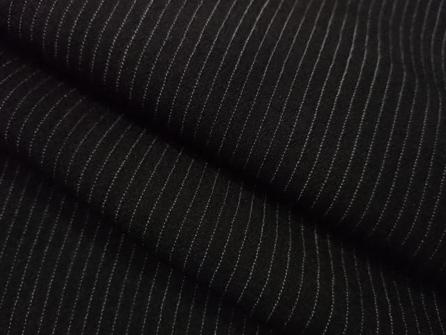 平和屋着物＊夏物　お召　縞　黒地　正絹　逸品　CABH7814ze