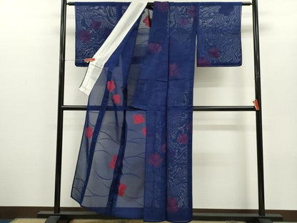 平和屋着物＊夏物　小紋　紗　舞花文　正絹　逸品　CABH7816ze